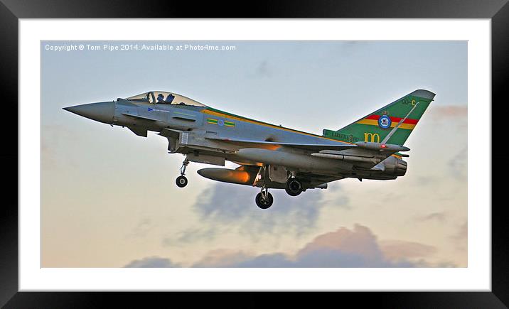  3 Squadron Typhoon Jet Landing at RAF Coningsby. Framed Mounted Print by Tom Pipe
