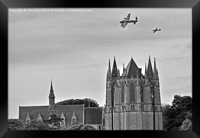  Lancaster & Hurricane team up over Lancing Chapel Framed Print by Tom Pipe