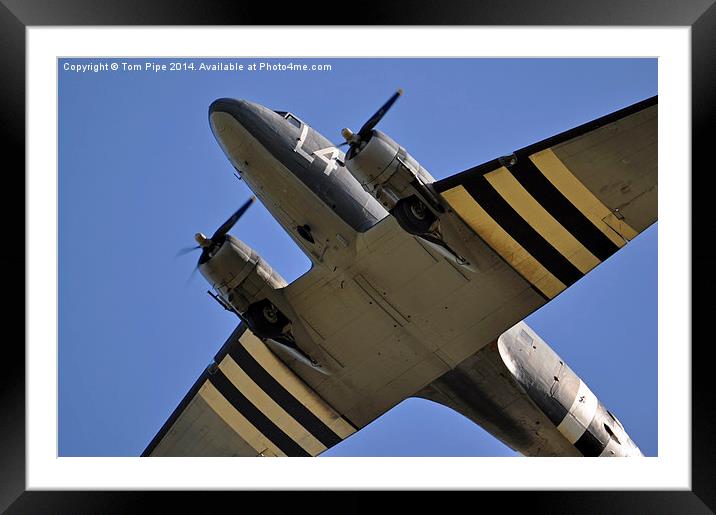  Dakota DC-3 Transport Aircraft Overhead. Framed Mounted Print by Tom Pipe