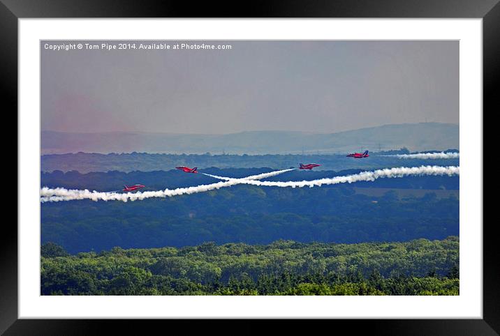  Red arrows crossing over nice landscape. Framed Mounted Print by Tom Pipe