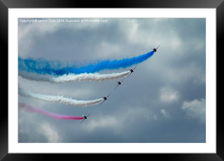  The red arrows aerobatic display team flying thro Framed Mounted Print by James Tully