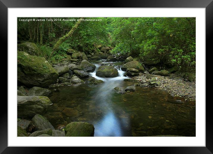 Heading down river at Torc falls, Ireland Framed Mounted Print by James Tully