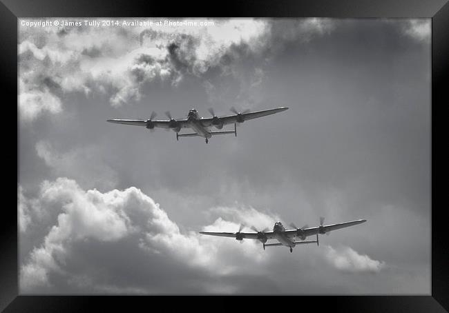  The silver lining of two RAF Lancaster bombers Framed Print by James Tully