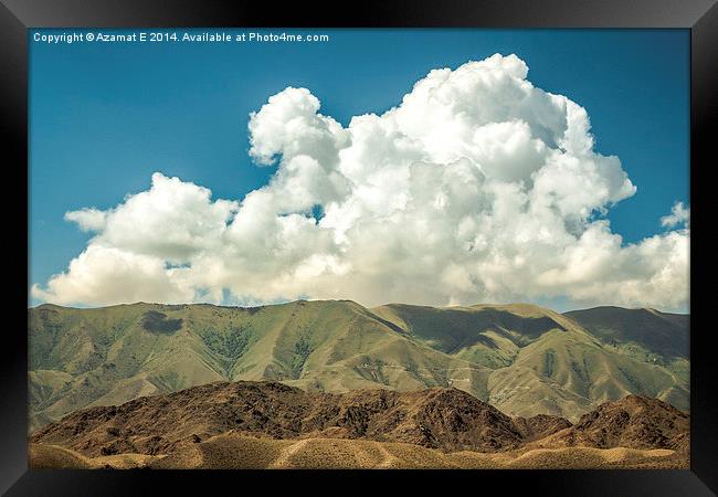 White clouds over mountains Framed Print by Azamat E