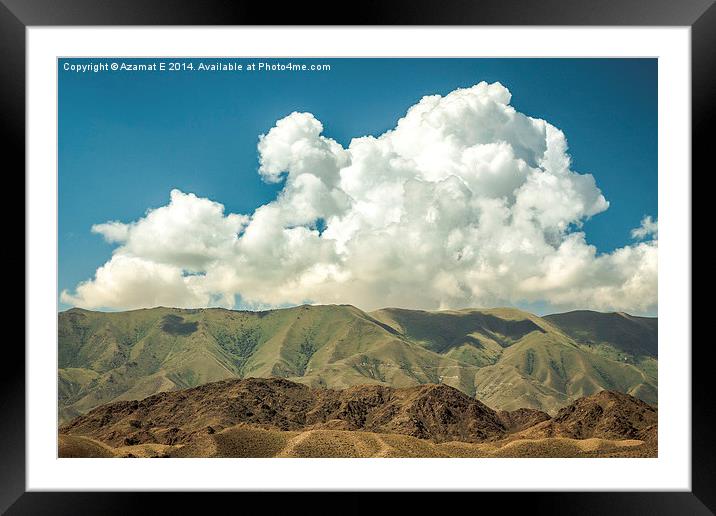  White clouds over mountains Framed Mounted Print by Azamat E