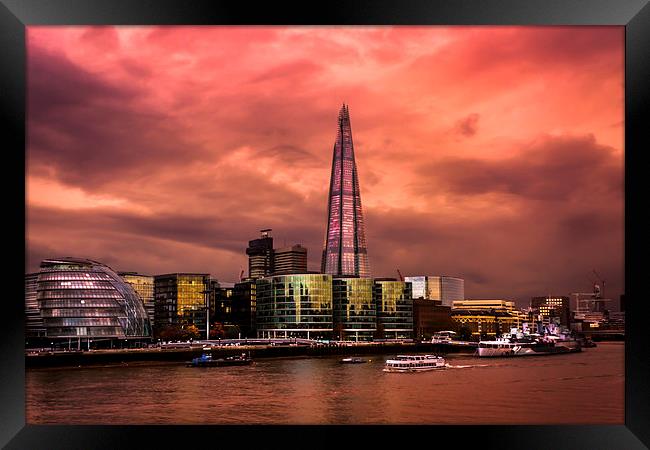   THE SHARD AT SUNSET Framed Print by DAVID SAUNDERS