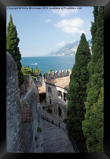  Castle Steps in Malcesine Framed Print by Richy Winchester