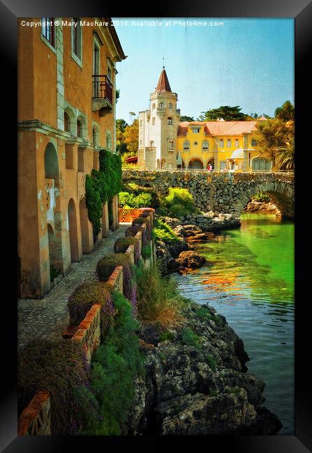 Walkway along the River - Cascais Framed Print by Mary Machare