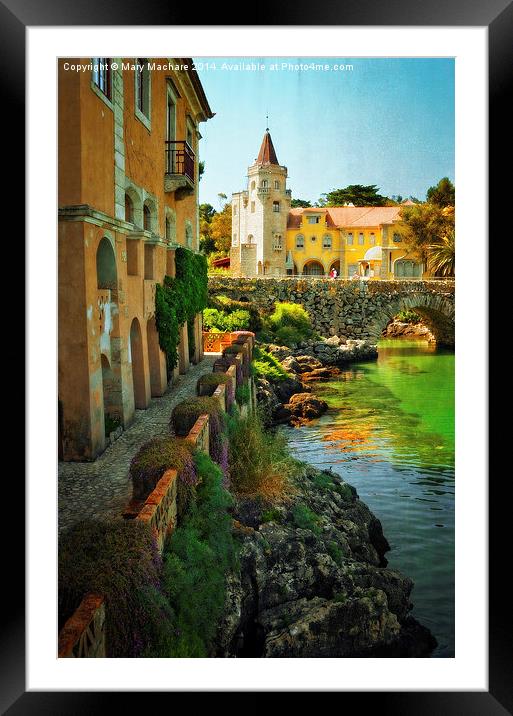Walkway along the River - Cascais Framed Mounted Print by Mary Machare