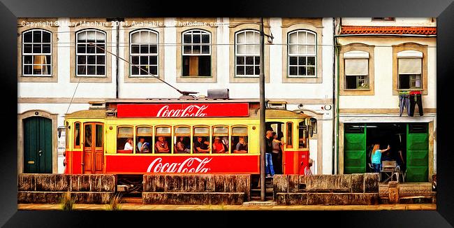 Street Scene With Red Tram - Porto Framed Print by Mary Machare