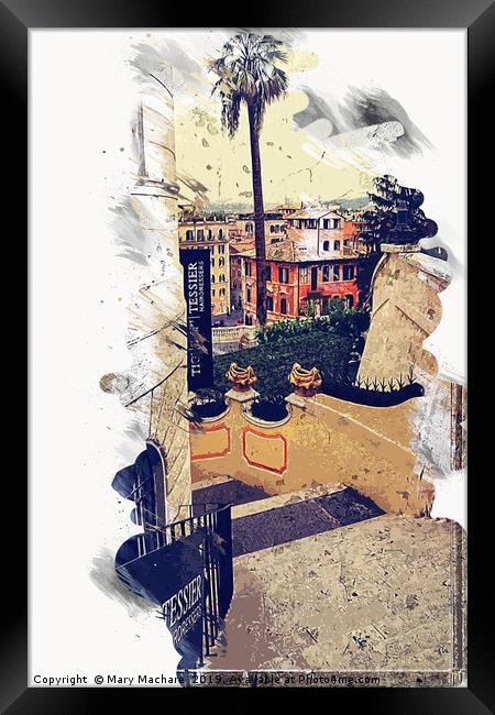 The Spanish Side Steps Framed Print by Mary Machare