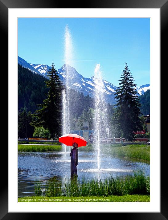 Girl with the red brolly Framed Mounted Print by michael mcfarlane
