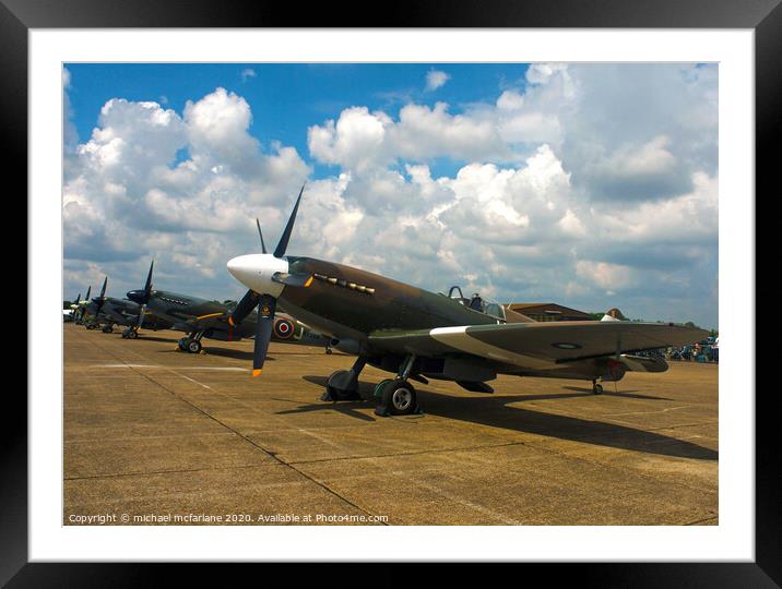 Spitfire Framed Mounted Print by michael mcfarlane