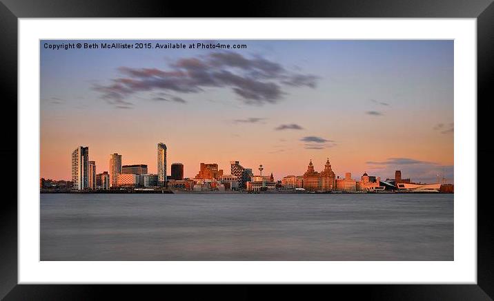  Liverpool Sunset Skyline Framed Mounted Print by Beth McAllister