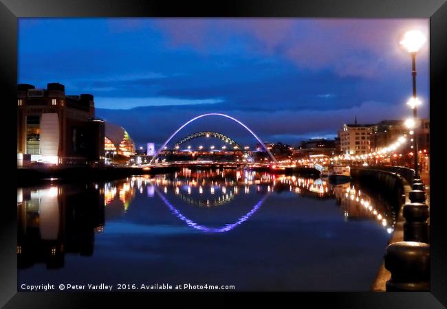 Newcastle Quay & Tyne Bridges Framed Print by Peter Yardley