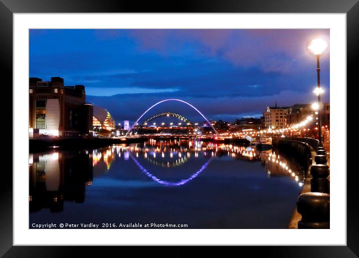 Newcastle Quay & Tyne Bridges Framed Mounted Print by Peter Yardley