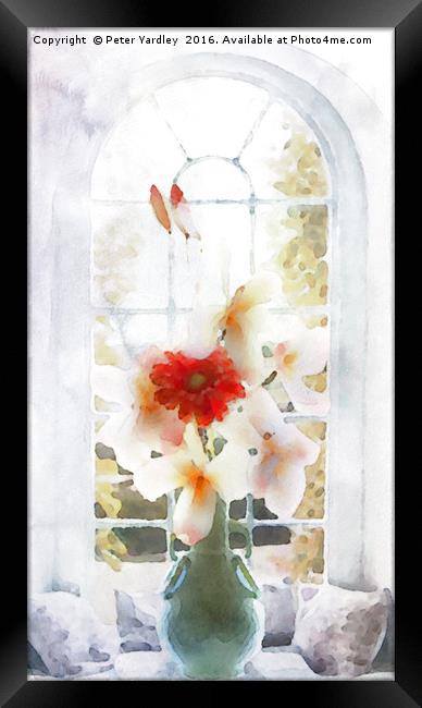 Flowers in Vase at Window #2 Framed Print by Peter Yardley