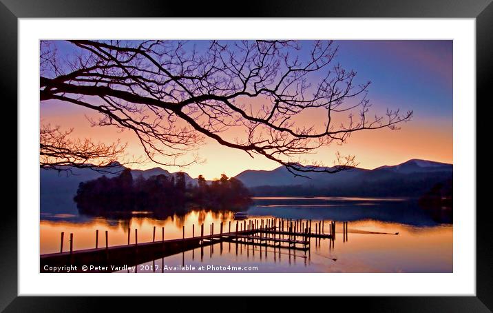 Derwentwater Sunset Framed Mounted Print by Peter Yardley