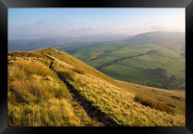 Path in the hills of the High Peak in autumn Framed Print by Andrew Kearton