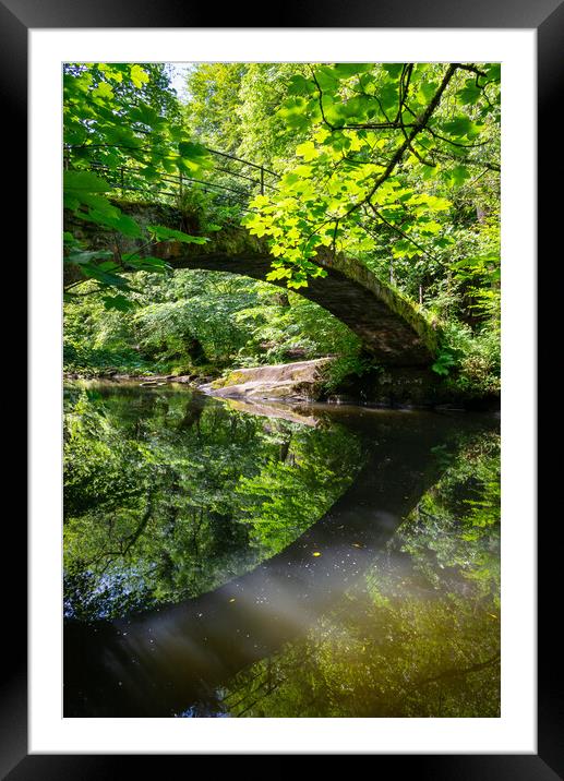 Roman Bridge over the river Goyt, Marple, Greater Manchester Framed Mounted Print by Andrew Kearton