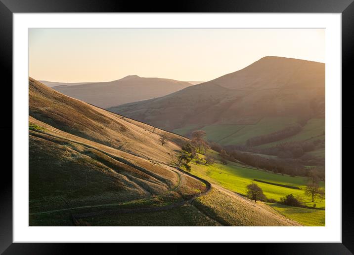 Morning sunlight in the Vale of Edale Framed Mounted Print by Andrew Kearton