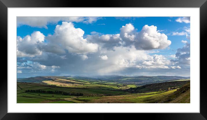 Clouds floating over High Peak hills Framed Mounted Print by Andrew Kearton