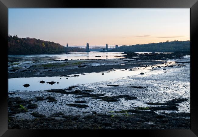 Dusk on the Menai Strait, Anglesey Framed Print by Andrew Kearton