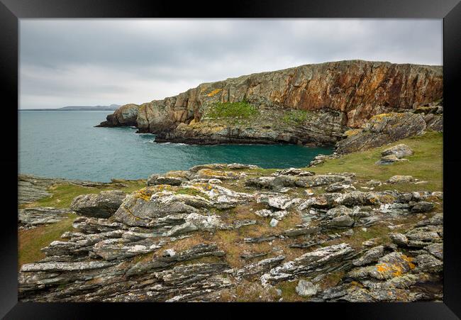 Dramatic coastline at Rhoscolyn, Anglesey, Wales Framed Print by Andrew Kearton