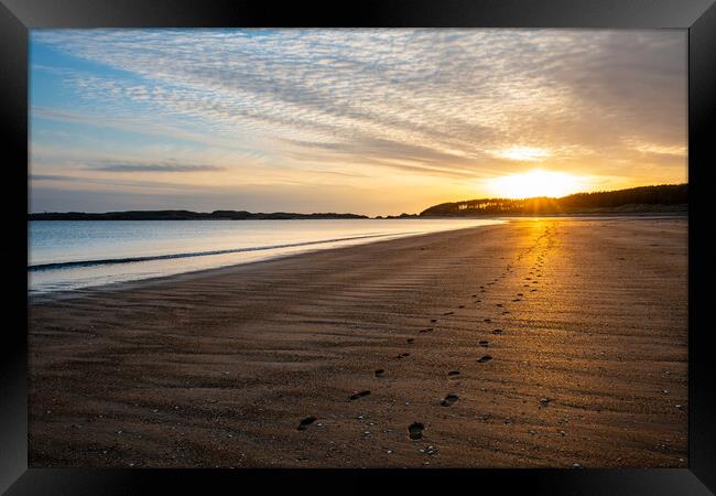 Footprints in the sand at Newborough Framed Print by Andrew Kearton