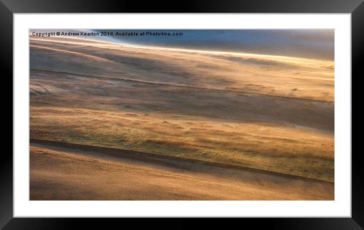  Mist and morning sunlight on the moors Framed Mounted Print by Andrew Kearton