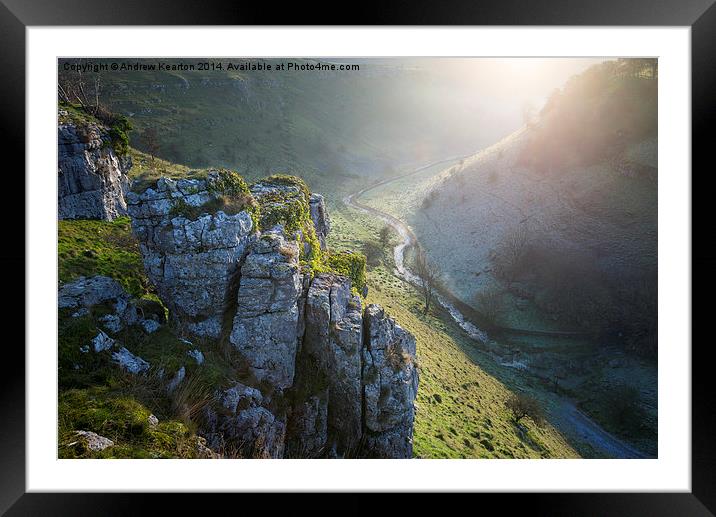  Morning light on the limestone crags of Lathkill  Framed Mounted Print by Andrew Kearton