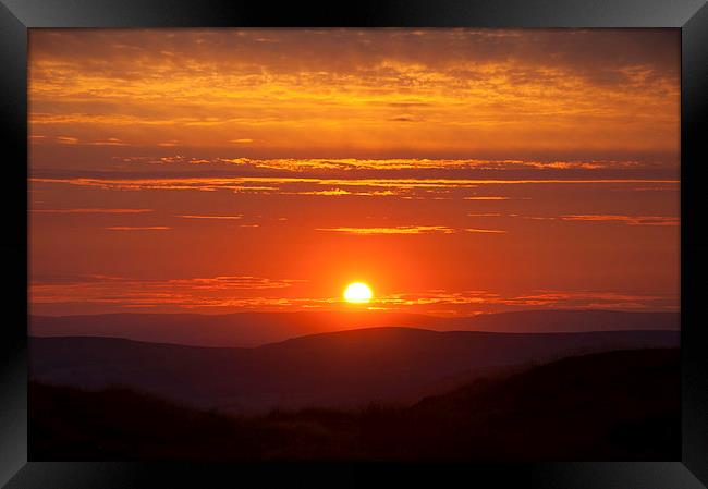  Deep orange sunset in the High Peak Framed Print by Andrew Kearton