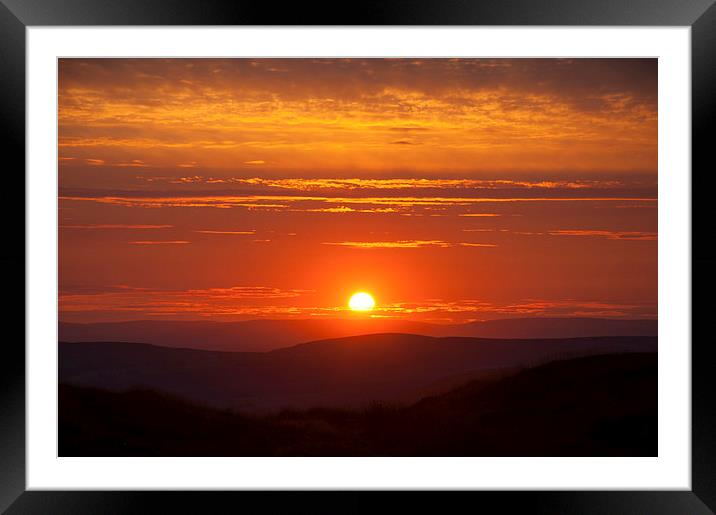  Deep orange sunset in the High Peak Framed Mounted Print by Andrew Kearton