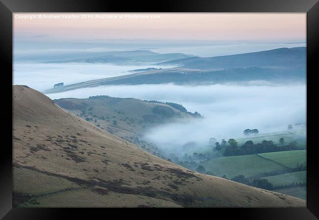  Pastel colours in a Peak District dawn Framed Print by Andrew Kearton