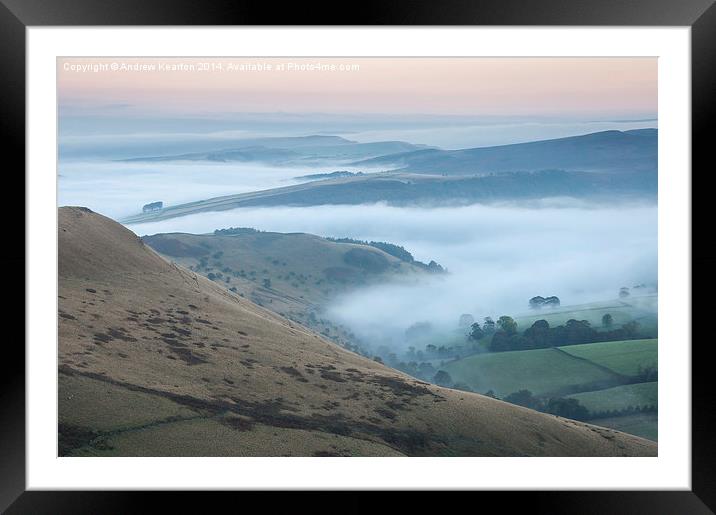  Pastel colours in a Peak District dawn Framed Mounted Print by Andrew Kearton