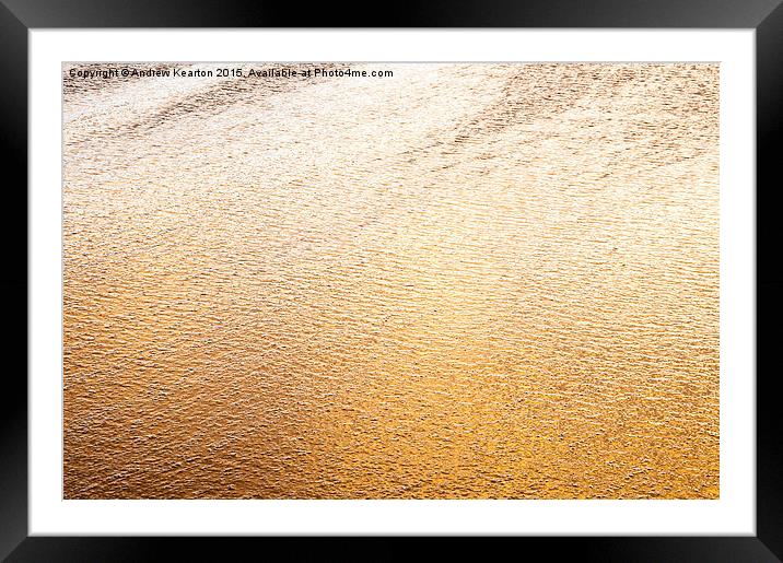  Sunset colour on wet sand, Fistral Beach, Cornwal Framed Mounted Print by Andrew Kearton