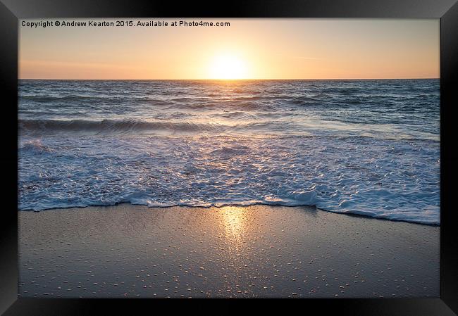  Sunset on Fistral beach, Newquay, Cornwall Framed Print by Andrew Kearton