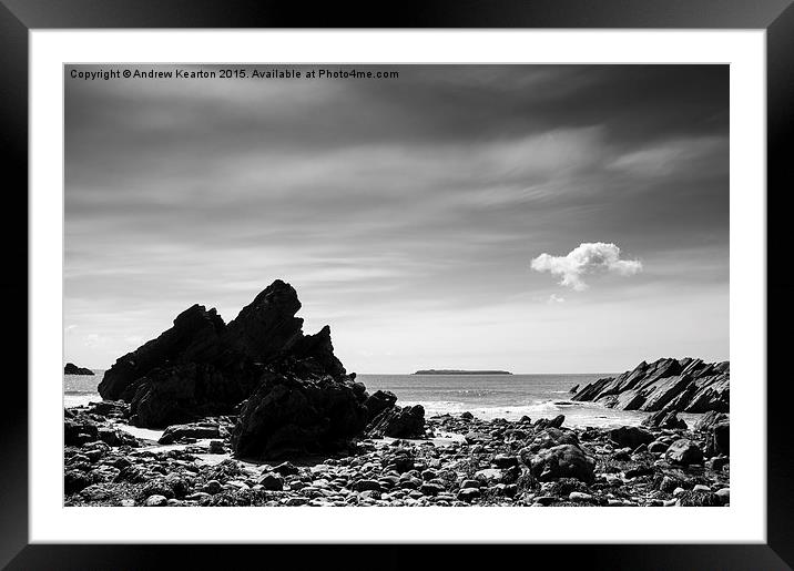 Floaty cloud above Marloes sands in Pembrokeshire Framed Mounted Print by Andrew Kearton