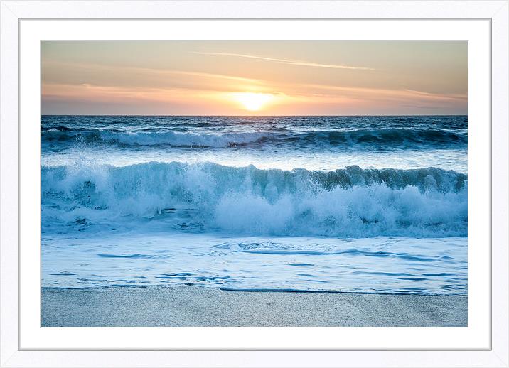  Waves at sunset, Fistral beach ,Newquay, Cornwall Framed Mounted Print by Andrew Kearton