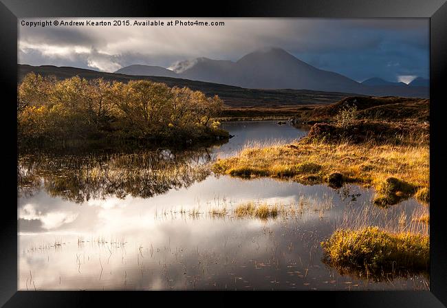  Still pool and moody mountains, Isle of Skye, Sco Framed Print by Andrew Kearton