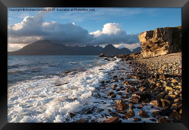  Shoreline on Elgol beach, Isle of Skye, Scotland Framed Print by Andrew Kearton