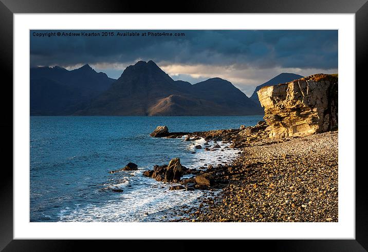  Dramatic light on Elgol beach, Isle of Skye Framed Mounted Print by Andrew Kearton