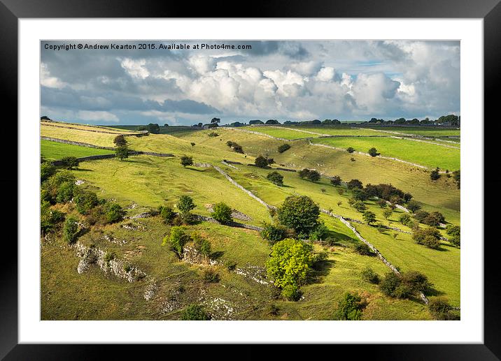  Green fields near Litton in the Peak District Framed Mounted Print by Andrew Kearton