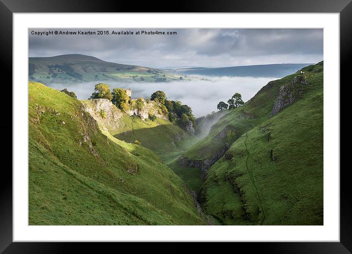  Misty morning at Cave Dale, Castleton Framed Mounted Print by Andrew Kearton