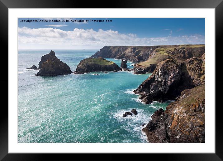  Spring sunshine at Kynance cove, Cornwall Framed Mounted Print by Andrew Kearton
