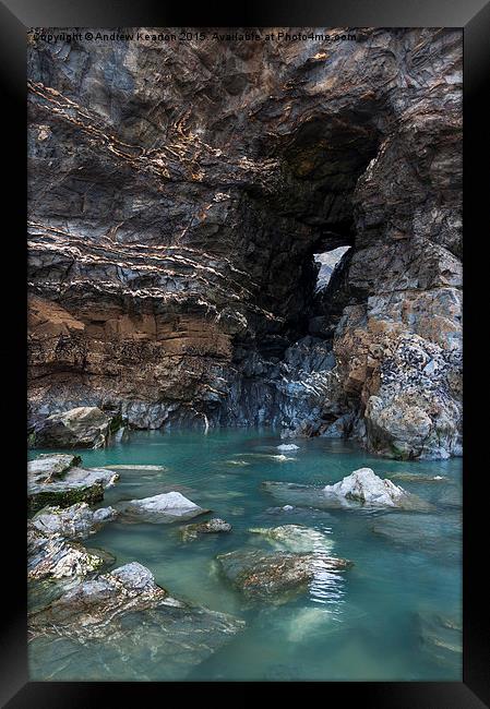  Green rock pool at Bedruthan steps, Cornwall Framed Print by Andrew Kearton