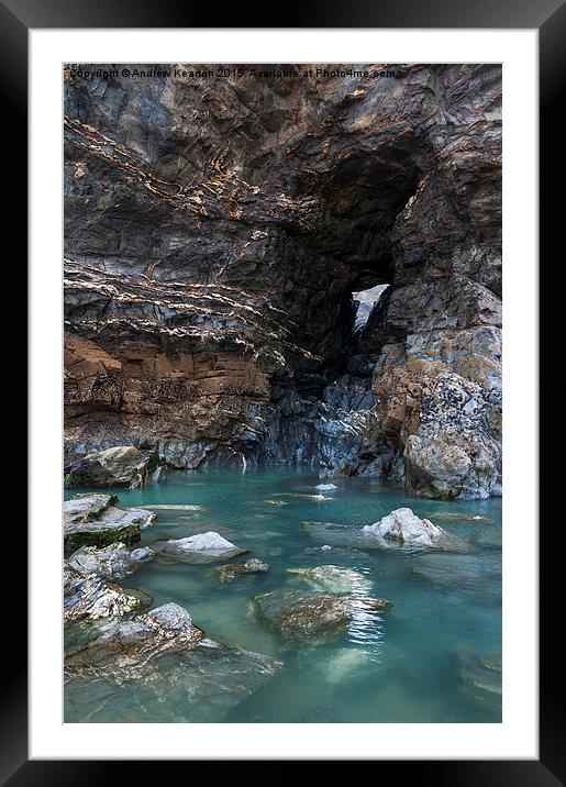  Green rock pool at Bedruthan steps, Cornwall Framed Mounted Print by Andrew Kearton