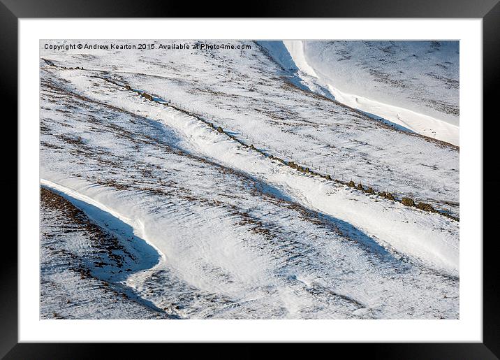  Snowy hillside in the Peak District Framed Mounted Print by Andrew Kearton