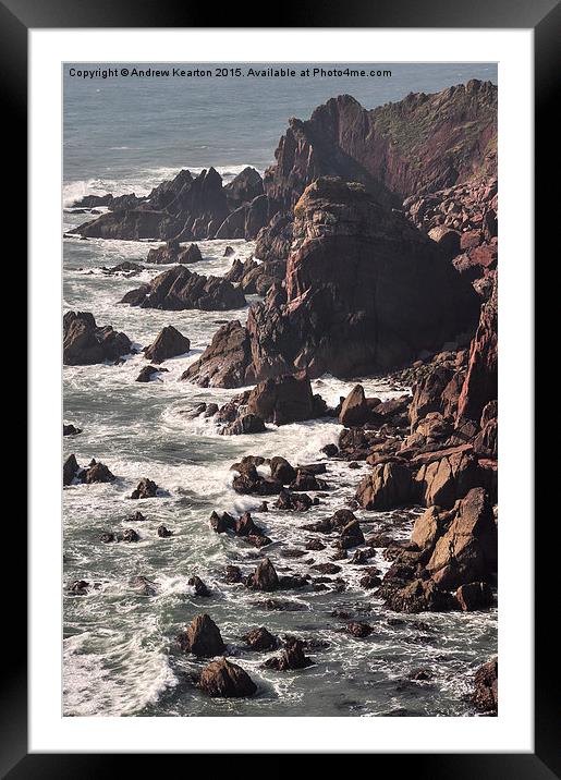 Waves breaking on the rugged coast at St Ann's Hea Framed Mounted Print by Andrew Kearton