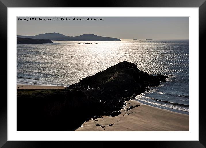  Sun shining off the sea at Whitesands Bay, Wales Framed Mounted Print by Andrew Kearton